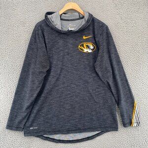 Mizzou Shirt Womens Medium Gray Tigers Dri Fit Nike Tee Hooded Long Sleeves MU